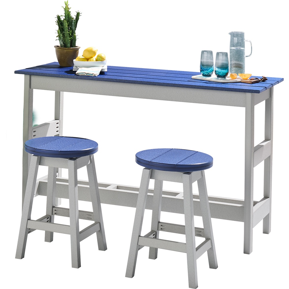 22 x 60 Fenwick BalconyTable w/ 2 - 24' Round Swivel Stools