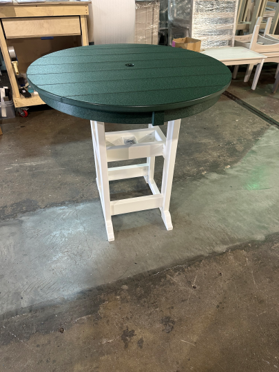 38' Round Balcony Table ( 36 High ) / Premium / Bright White / Turf Green