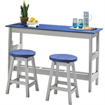 22 x 60 Fenwick BalconyTable w/ 2 - 24^ Round Swivel Stools
