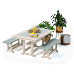 38 x 60 Dining Table with 2 4ft benches Seashell n Sage