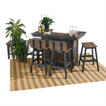 5ft Bar with 4 Barstools / Black & Brazilian Walnut