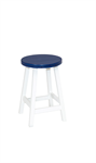 24^ High Round Barstool / White / Patriot Blue
