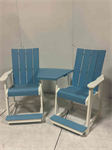 2 Fenwick Balcony Arm Chairs / White / Powder Blue / With1 Powder Blue Settee