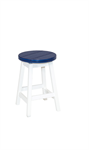 24^ High Round Barstool / with Swivel / White / Patriot Blue